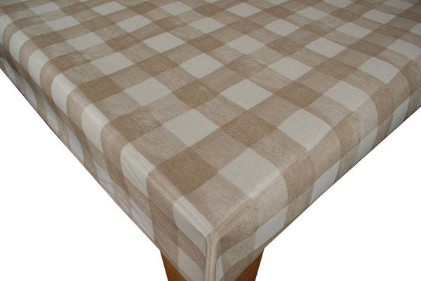 Round Wipe Clean Tablecloth PVC Oilcloth  132cm Georgie Taupe