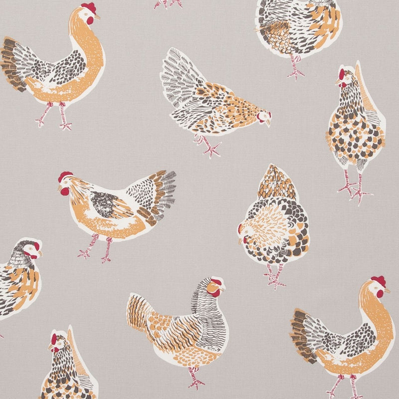 Square Wipe Clean Tablecloth  PVC Oilcloth 132cm x 132cm  ROOSTER TAUPE