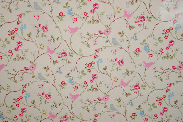 Round Wipe Clean Tablecloth PVC Oilcloth  132cm Bird Trail Grey