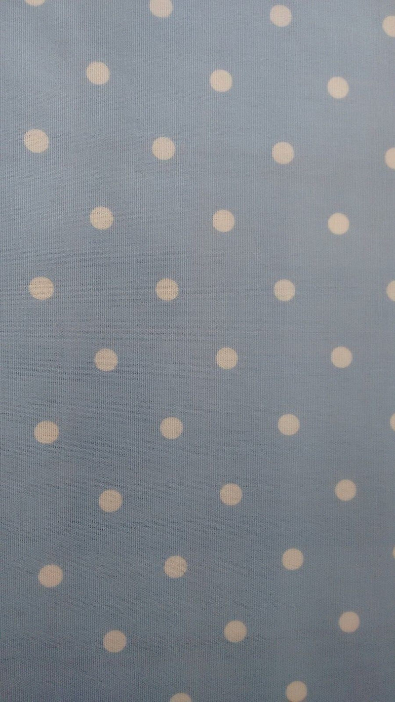 Round Wipe Clean Tablecloth PVC Oilcloth  132cm Dotty Powder Blue