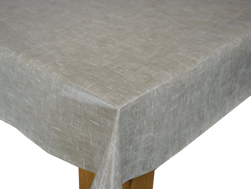 Square Wipe Clean Tablecloth  PVC Oilcloth 132cm x 132cm Linum Taupe