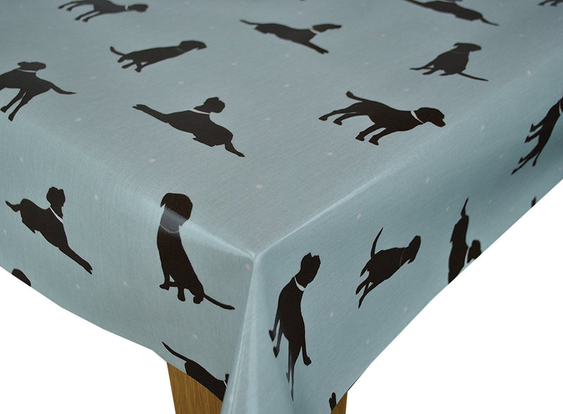 Square Wipe Clean Tablecloth  PVC Oilcloth 132cm x 132cm Rover Dog Duckegg