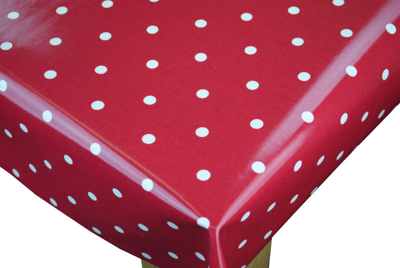 Round Wipe Clean Tablecloth PVC Oilcloth  132cm DOTTY RED Polka Dot