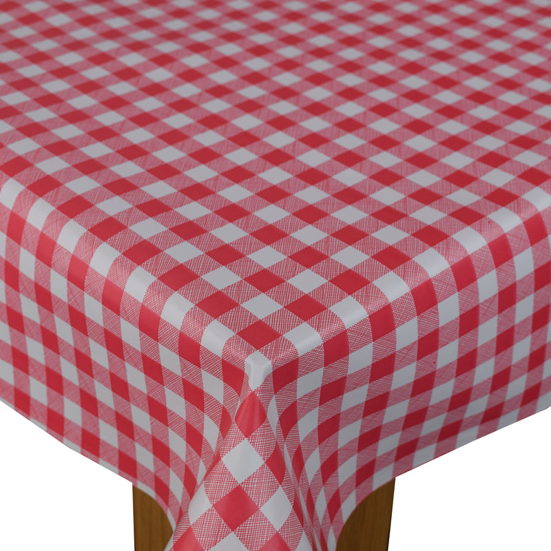 Small Red Gingham Check  Vinyl Oilcloth Tablecloth