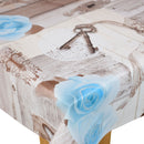 Paris Natural Taupe and Blue Vinyl Oilcloth Tablecloth