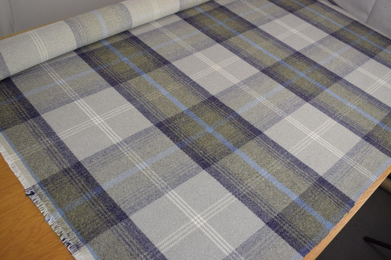 Balmoral Oxford Blue Wool Effect Tartan Fabric