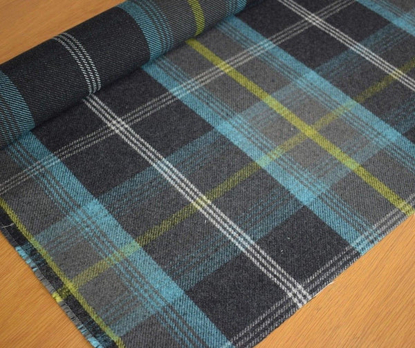 Balmoral Azure Wool Effect Tartan Fabric