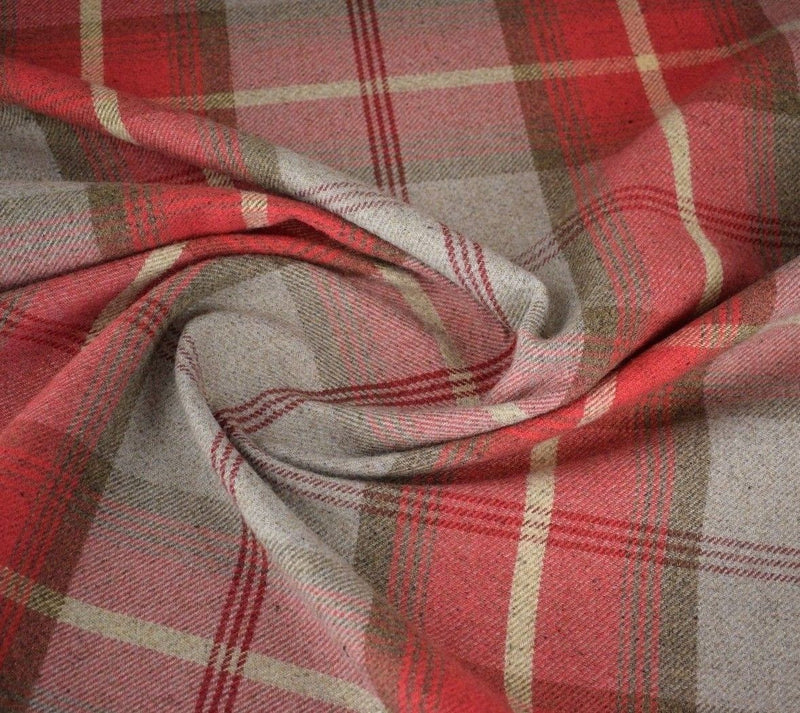Balmoral Cherry Wool Effect Tartan Fabric