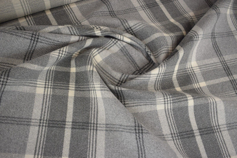 Balmoral Dove Grey Wool Effect Tartan Fabric