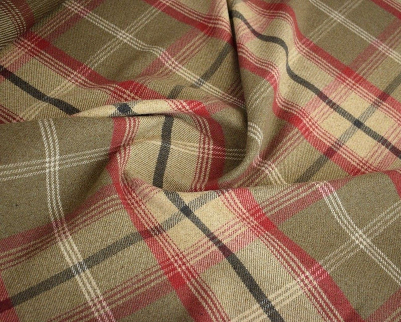 Balmoral Rosso Wool Effect Tartan Fabric