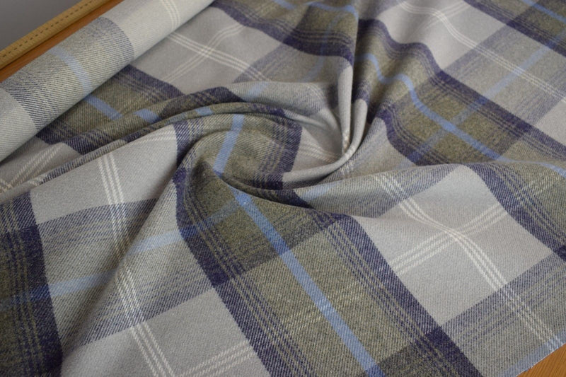 Balmoral Oxford Blue Wool Effect Tartan Fabric
