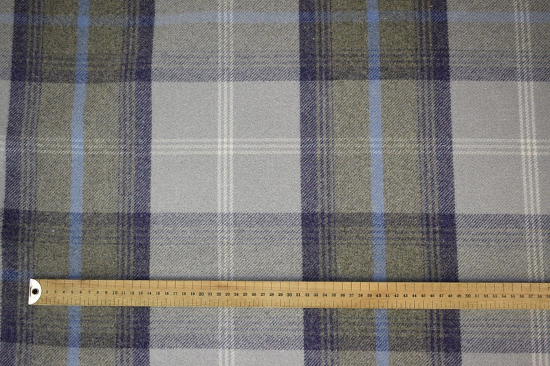 Balmoral Oxford Blue Wool Effect Tartan Fabric