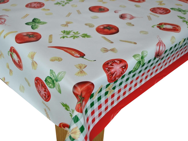 Pomodoro Tomato Border  Vinyl Oilcloth Tablecloth