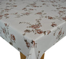 Shabby Trailing Rose Taupe Vinyl Tablecloth