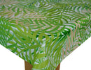 Jungle Palm Leaves Green Beige Vinyl Oilcloth Tablecloth