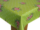 Dotty Rose Lime Green Vinyl Oilcloth Tablecloth