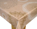 Mandala Taupe Vinyl Oilcloth Tablecloth