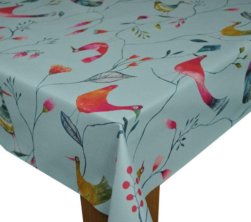 Barmy Birds Duckegg Vinyl Oilcloth Tablecloth