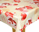 Tea Time Red Vinyl Oilcloth Tablecloth