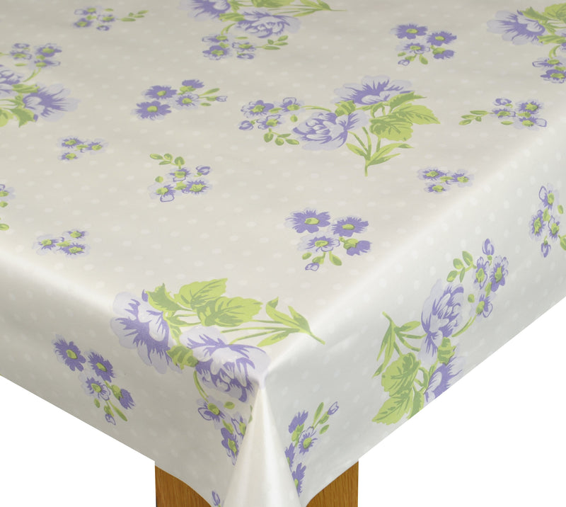 Shabby Flower Lilac Vinyl Oilcloth Tablecloth