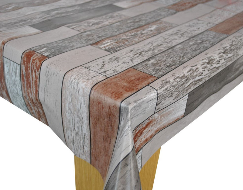 Distressed Wood Effect Grey  Vinyl Oilcloth Tablecloth