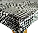 Black Checks Patchwork Vinyl Oilcloth Tablecloth
