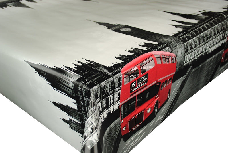 London Bus Skyline Vinyl Oilcloth Tablecloth
