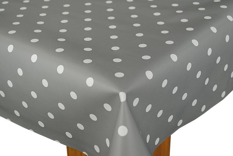Slate Grey Polka Dot  PVC Wipe Clean Tablecloth
