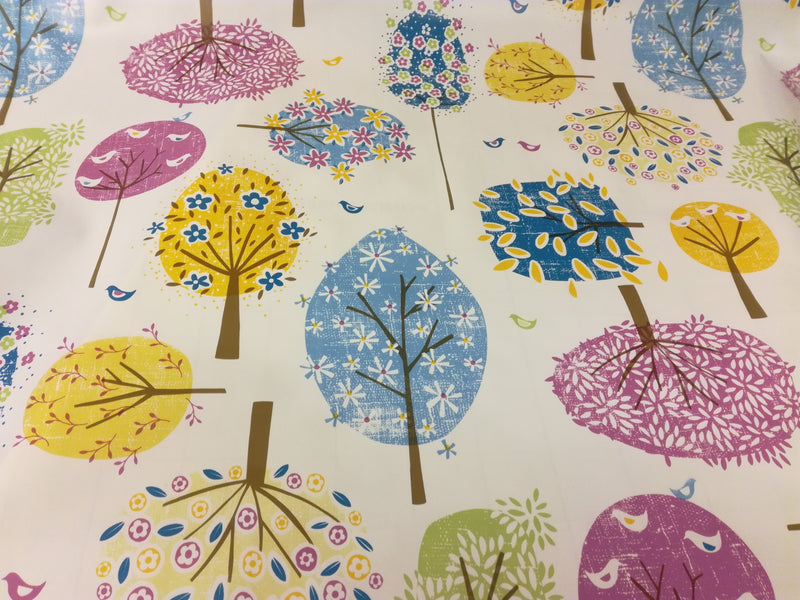 Fun Trees Multi Vinyl Oilcloth Tablecloth