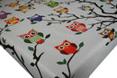Ozzy Owl on white Vinyl Oilcloth Tablecloth