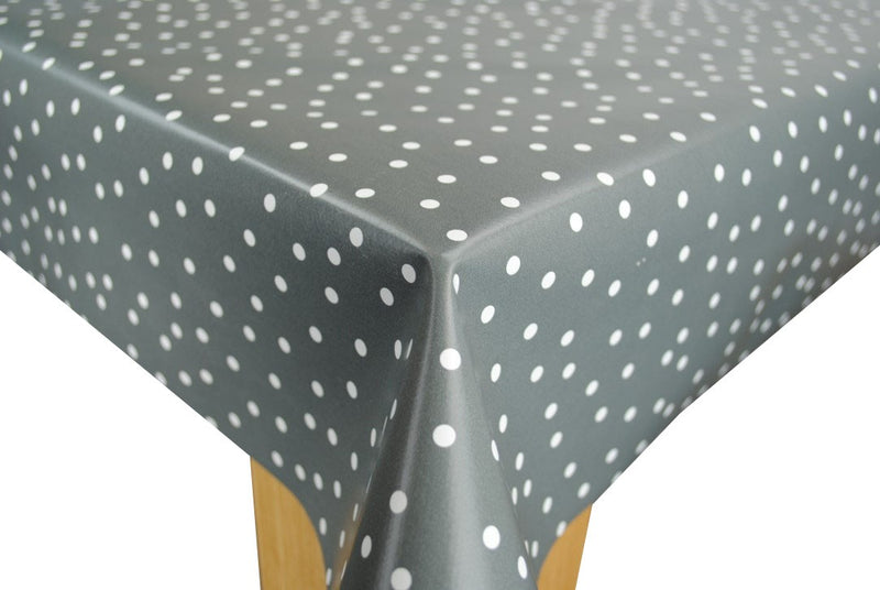 Random Spot Grey  Polka Dot Vinyl Oilcloth Tablecloth