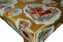 Santas Knocking GOLD Christmas Vinyl Oilcloth Tablecloth