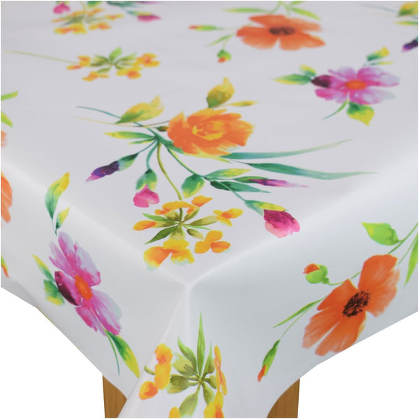 Summer Flowers Multi Vinyl Oilcloth Tablecloth