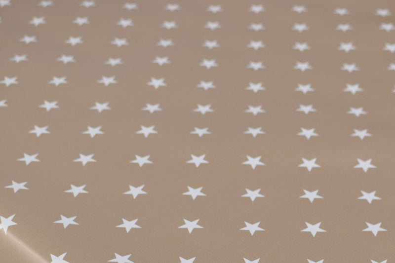 Twinkle Stars Taupe Vinyl Oilcloth Tablecloth