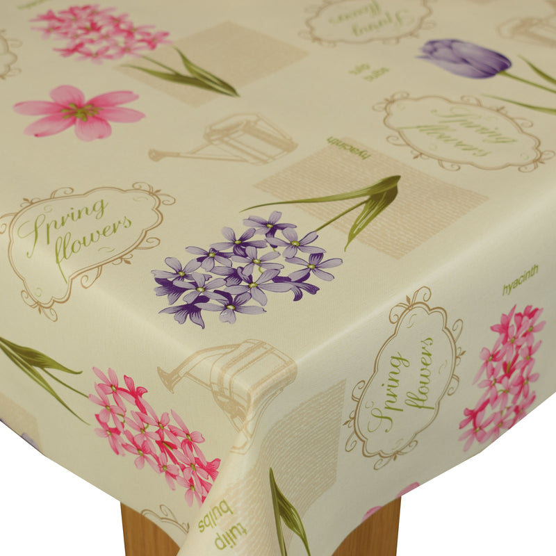 Spring Flowers Vinyl Oilcloth Tablecloth