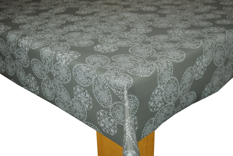 Gunmetal Lace Effect Vinyl Oilcloth Tablecloth