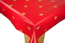 Christmas Red with Gold Stars Vinyl Oilcloth Tablecloth