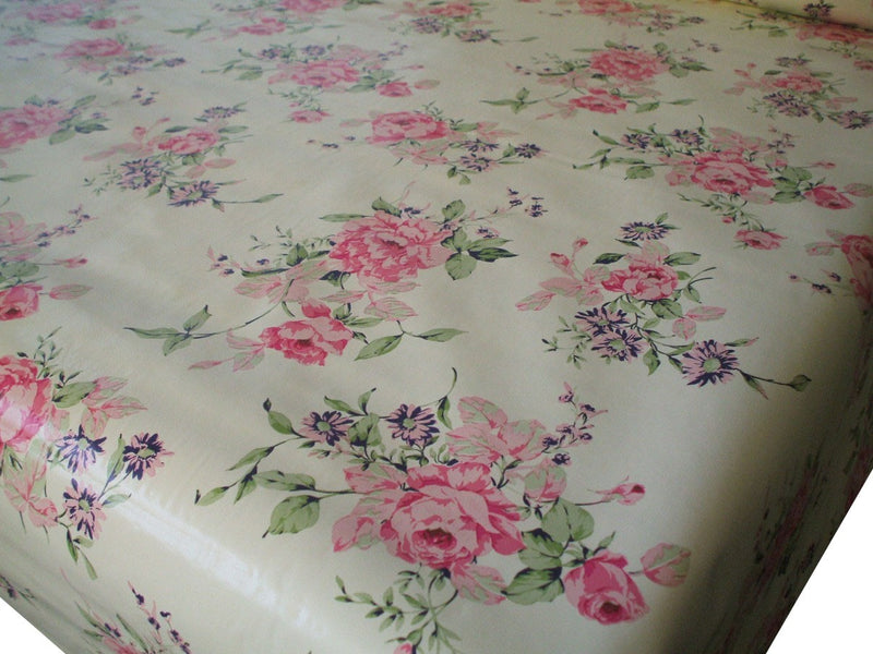 Shabby Chic Rose Vinyl Oilcloth Tablecloth