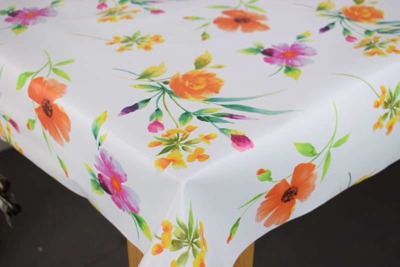 Summer Flowers Multi Vinyl Oilcloth Tablecloth