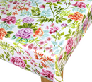 Bright Blooming Flowers Vinyl Oilcloth Tablecloth