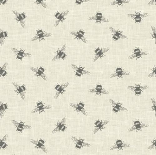 Round Wipe Clean Tablecloth PVC Oilcloth  132cm Bees  Linen by Fryetts Fabrics