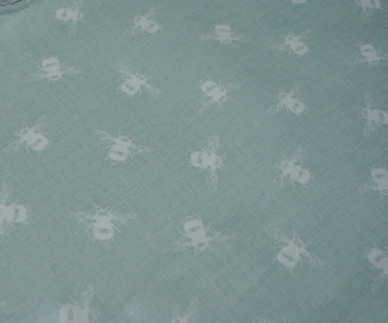 Round Wipe Clean Tablecloth PVC Oilcloth  132cm Bees Duckegg by Fryetts Fabrics