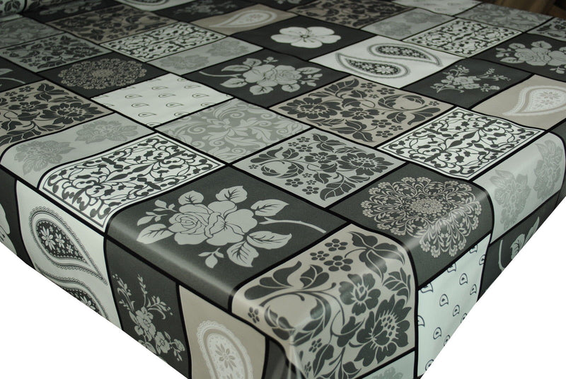 Mocha Choca Grey Vinyl Oilcloth Tablecloth