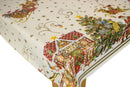 Santa Grotto Cream Vinyl Oilcloth Tablecloth