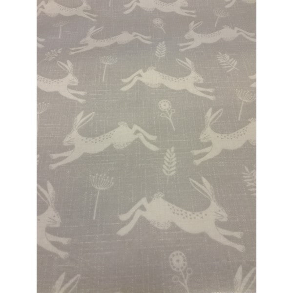 Jump Hare  Grey  100% Cotton Fabric by Fryetts