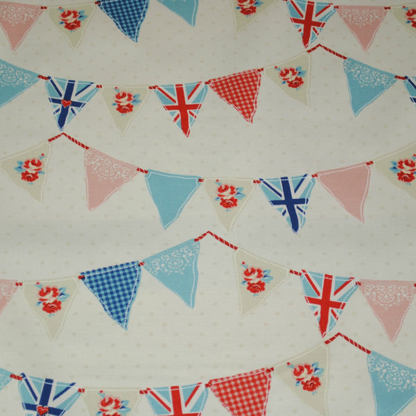 Bunting Flags  Blue 100% Cotton Fabric by Fryetts