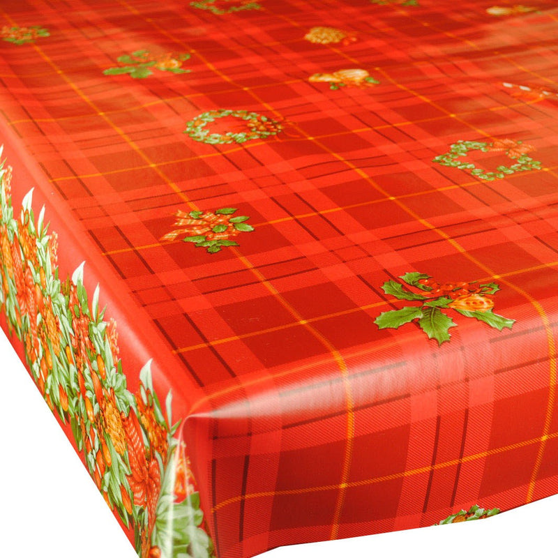 Tartan Christmas Border Vinyl Oilcloth Tablecloth