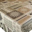 Swiss Christmas Patchwork Silver Oilcloth Tablecloth