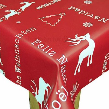 Christmas Red Noel  Vinyl Oilcloth Tablecloth