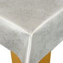 Christmas Silver Stars and Snowflakes on Silver Vinyl Oilcloth Tablecloth